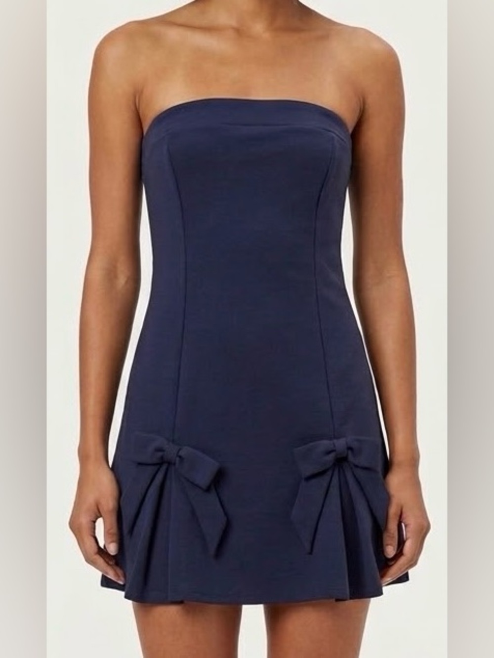 Altar'd State Navy Strapless Mini Dress with Bow Accents Size Large